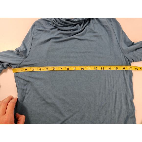 Soft surroundings mock turtle neck long sleeve blue medium pullover soft stretch - Picture 7 of 7
